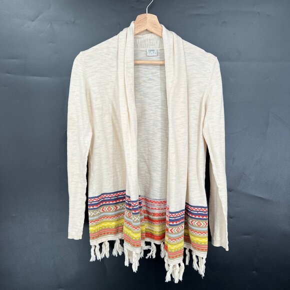 Esprit open front cardigan sweater southwest stripe fringe boho western casual S - Picture 2 of 9